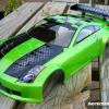 This is an HPI body for a local racer, Andy.  Its my special neon metallic green process that I do.  It pops!  350Z body will be used on a 4WD touring car for the USGT class.  
