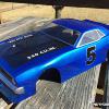 McAllister's new CUDA body for Vintage Trans Am racing!  Nice.  Airbrushed with Faskolor Pearl Blue.  Numbers were done by hand with liquid mask.