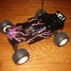 The very FIRST body I did!  RC10T4 Interceptor for my son!  Faskolor paints.  Lighting pattern has always been his thing.