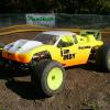 This is my Associated RC10T4.  It has a Novak Brushless Sport system in it.  We normally race at Hendricks County R/C Raceway (www.HCRCracing.com) but I had it at River City Raceway in Peoria, Illinois in this shot.