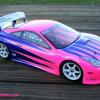 HPI Toyota Celica done with neon pink and metallic purple Faskolor.  Those colors look great together!