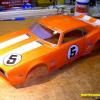 New VTA (Vintage Trans Am) body from HPI.  The '68 Camaro!  Its just a clean straighforward scheme.  Orange/White Go Vols colors!