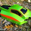This is a body for a nitro buggy Mugen I believe.  Faskolor Key Lime and Orange.  Two colors that really get some attention!
