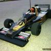 This is a Tamiya WOLF WR1 Forumula 1 car.  The WOLF was circa 1977-1978.  Painted with Faskolor Metallic Black, which actually looks like a dark brown or coffee color.  Fast car!