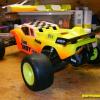 This is the cab-forward JConcepts "Punisher" body for RC10T4.  I added the wing on the back to make it look more like a truggy.  Faskolor paints.