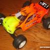Faskolor neon paints layered on a JConcepts shell for Associated t4.