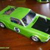 HPI 1966 Mustang GT for VTA racing.  Mounted on TC3 chassis.  Key Lime color with faux carbon fiber hood.
