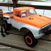 This is the Pro-Line 1966 Ford Truck body mounted on my Traxxas Slash.  Perfect fit.  I had the wheels, so I made the colors match up.  Two tone neon orange/white.  Can see that on the track I bet!