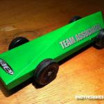 Team Associated is a radio control car manufacturer.  But I liked the decals so I used them.  This is called the "Five Cut Car" because all it takes is five cuts on a table saw or similar to create it!